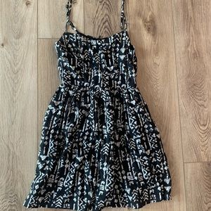 Aqua Tribal Pattern Black White Sundress XS